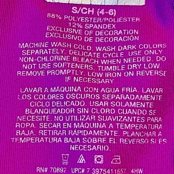 Hind Athletic Stretch Pink Purple Skort S/CH 4-6 Spandex Machine Washable - Picture 6 of 9